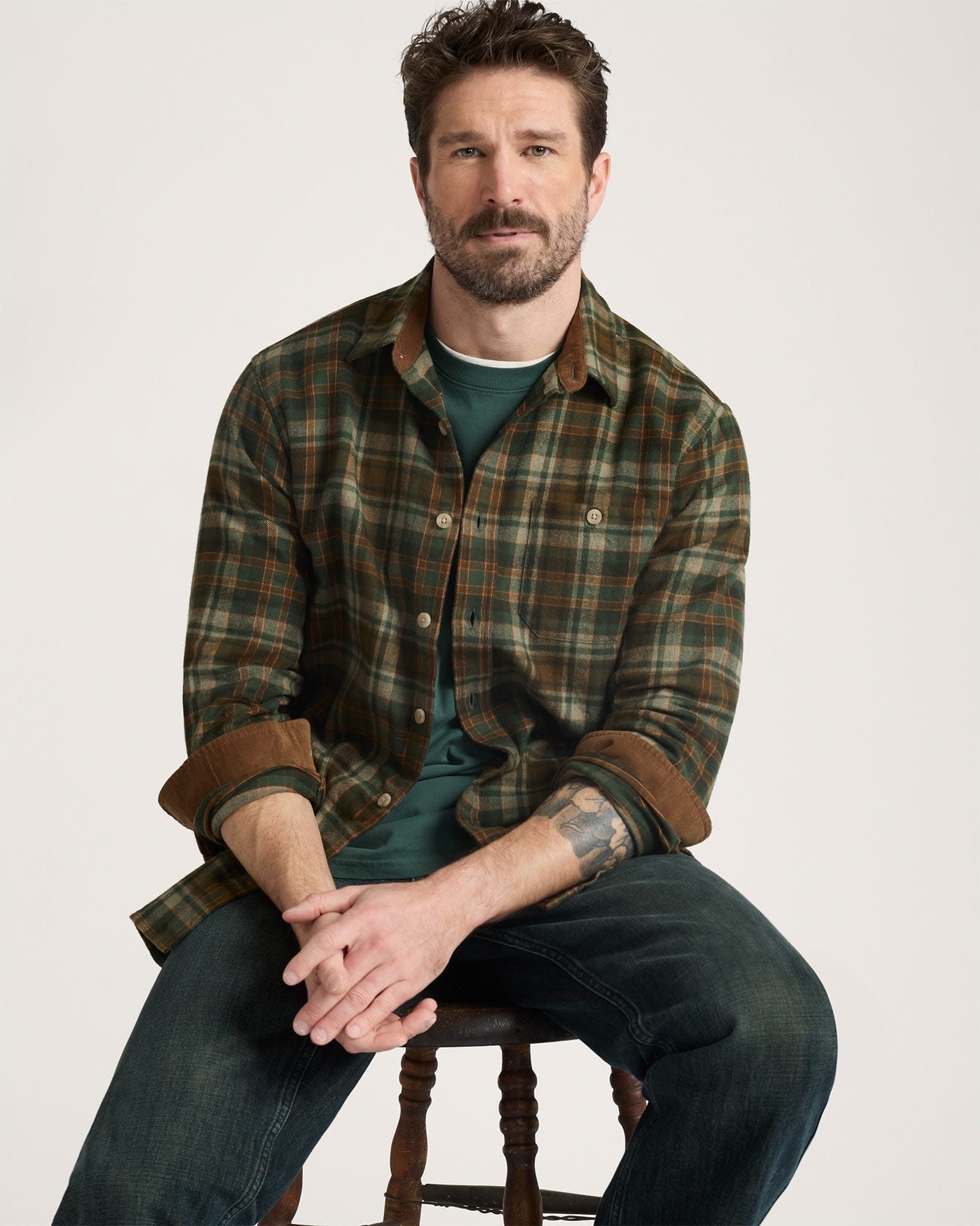 Men's Fremont Flannel Shirt - Brick/Tan Plaid 79677