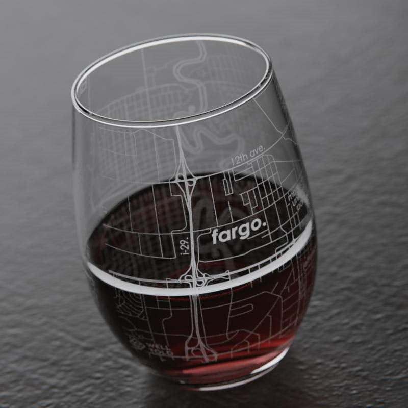 Fargo Map Stemless Wine Glass