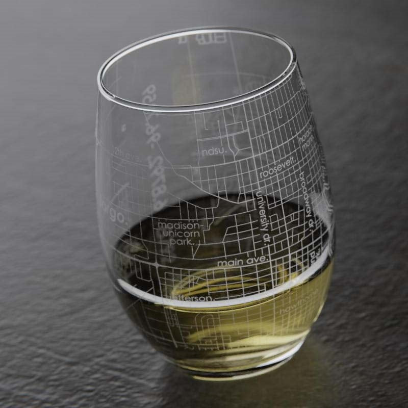 Fargo Map Stemless Wine Glass