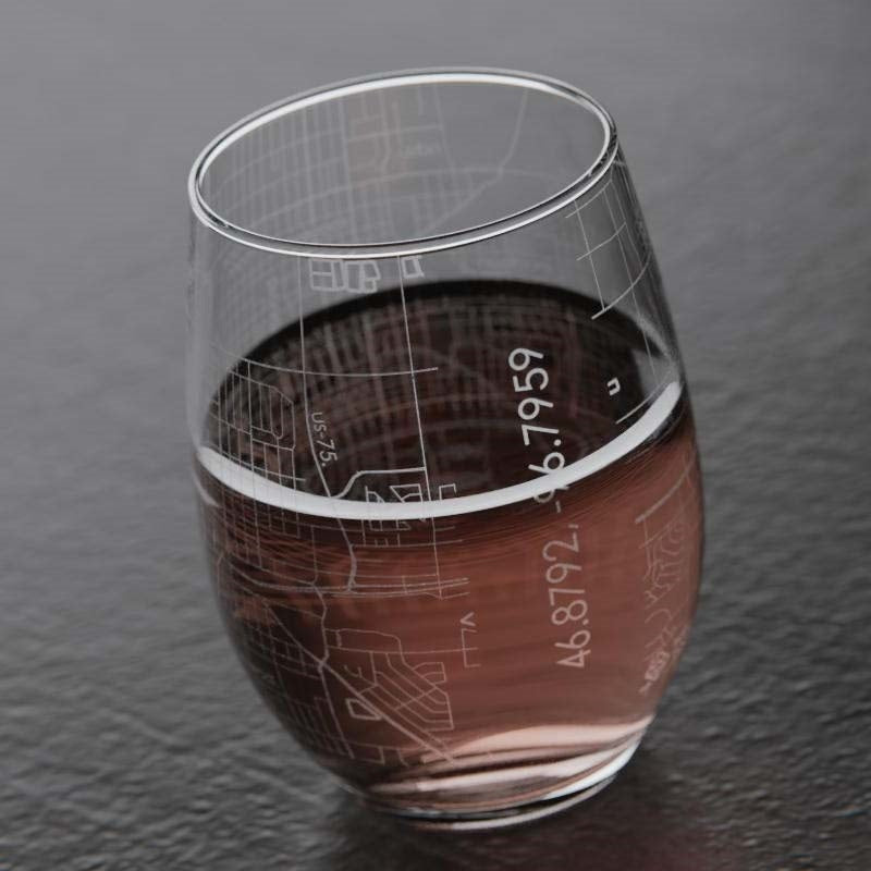 Fargo Map Stemless Wine Glass