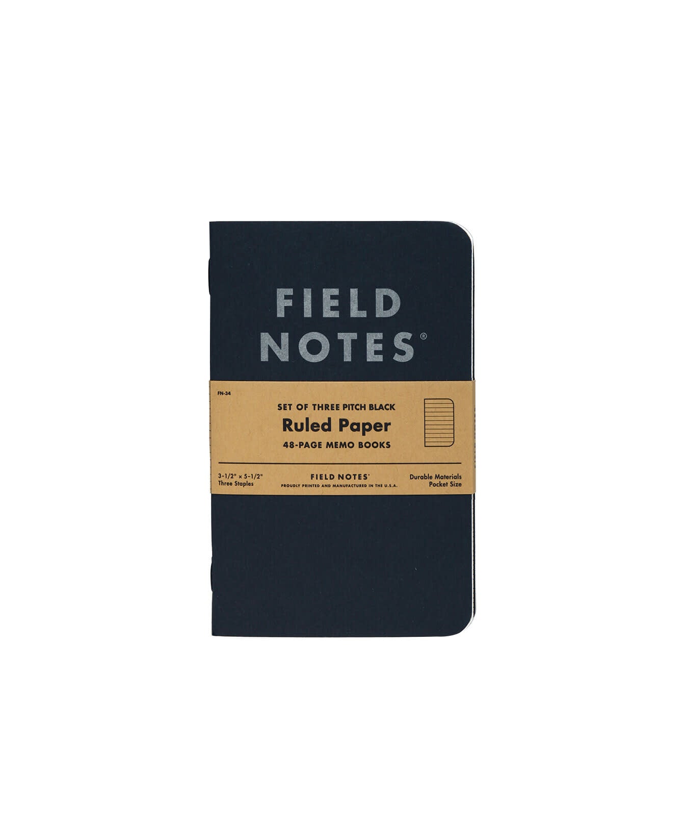 Field Notes Pitch Black Memo Book - Ruled Paper 3-Pack