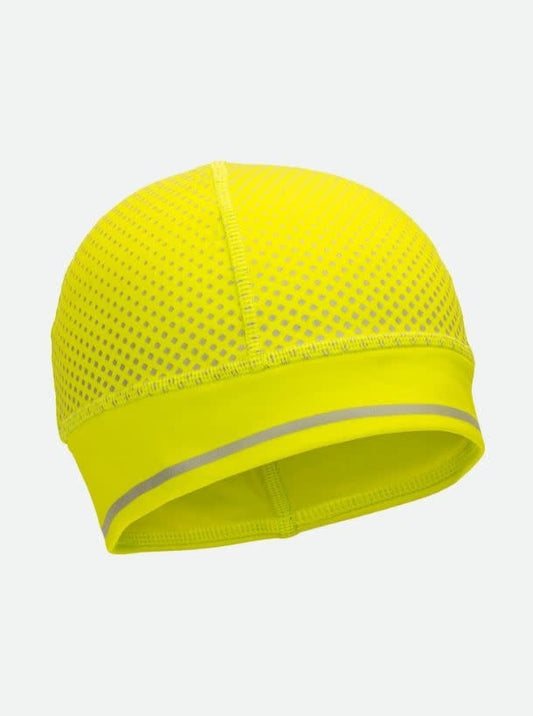 HyperNight Reflective Ponytail Beanie - Hi Vis Yellow Geo Print