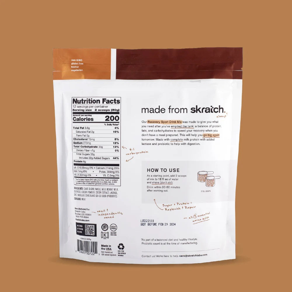 Skratch Recovery Sport Drink Mix 12 Serving Resealable Bag