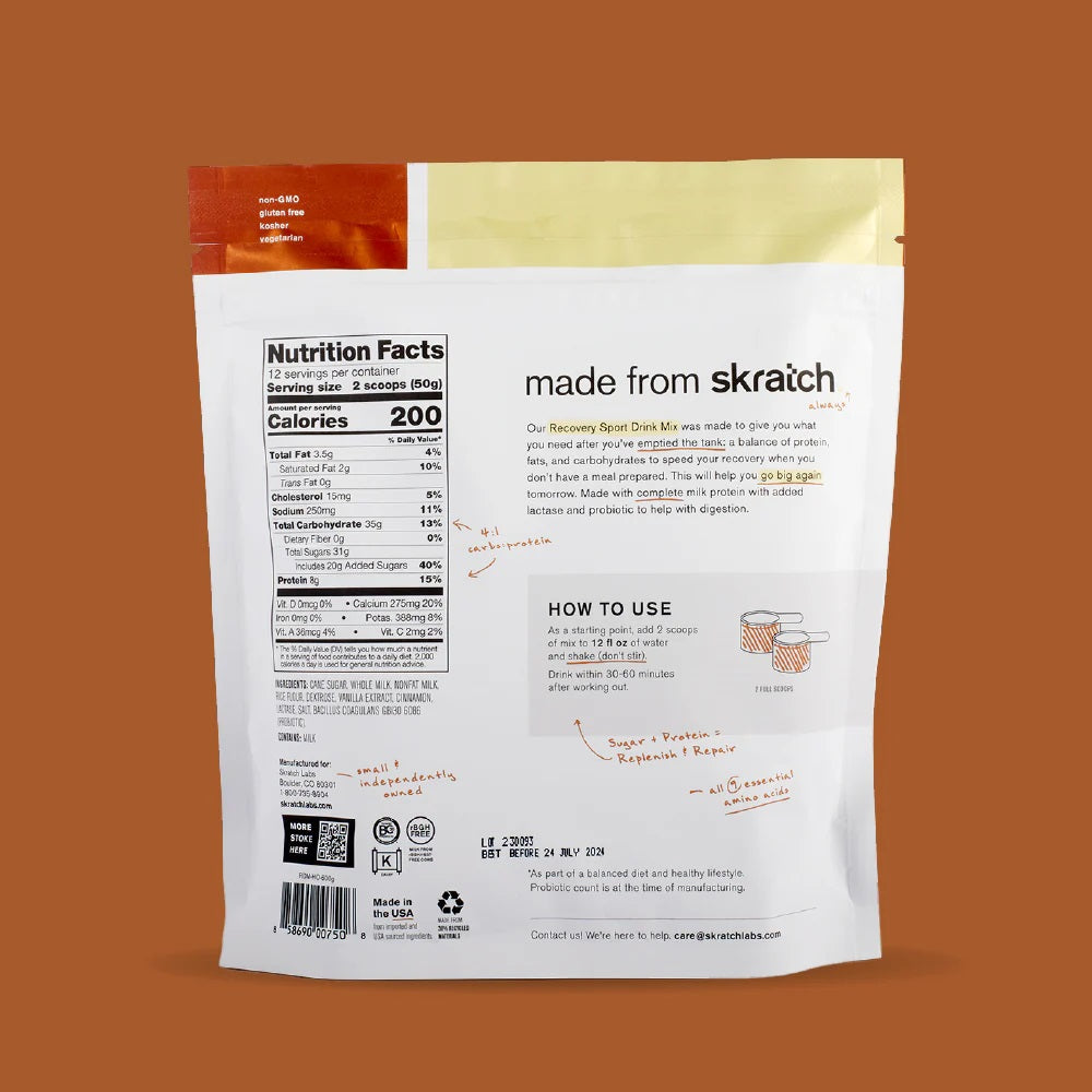 Skratch Recovery Sport Drink Mix 12 Serving Resealable Bag