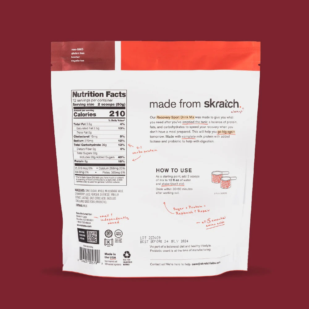 Skratch Recovery Sport Drink Mix 12 Serving Resealable Bag