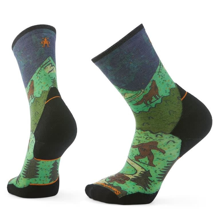 Men's Trail Run Targeted Cushion Neature Print Crew Socks