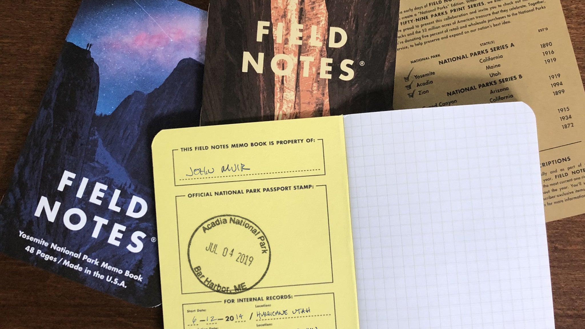 Field Notes National Parks
